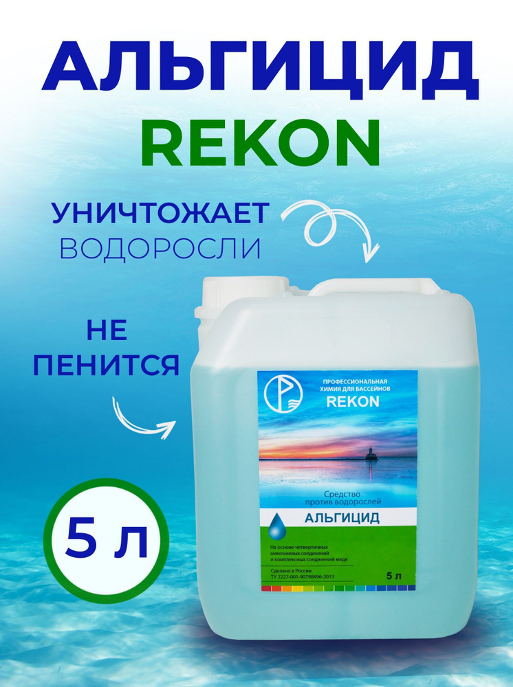 Альгицид REKON объем 5л, средство против водорослей в бассейне  #1