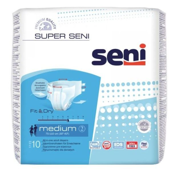 Подгузники для взрослых Super Seni Classic Medium (75-110см), 10шт #1