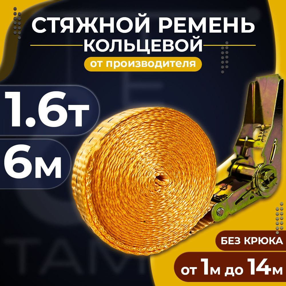 ТамбовТехСнаб Ремень стяжной, 6 м, нагрузка до 1.6 т #1