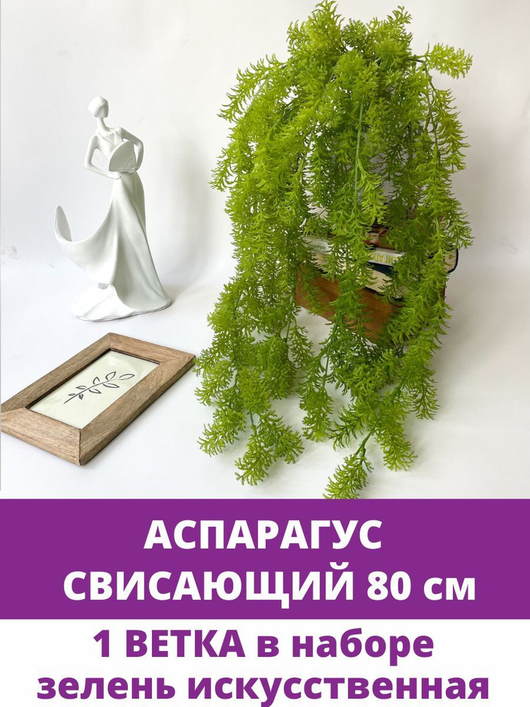 Ампельное растение, искусственная зелень, Аспарагус свисающий зеленый, 80 см.  #1