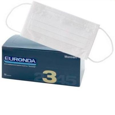 Маски медицинские EURONDA Monoart Protection 3 - трехслойные 50шт, - РОЗОВЫЕ  #1