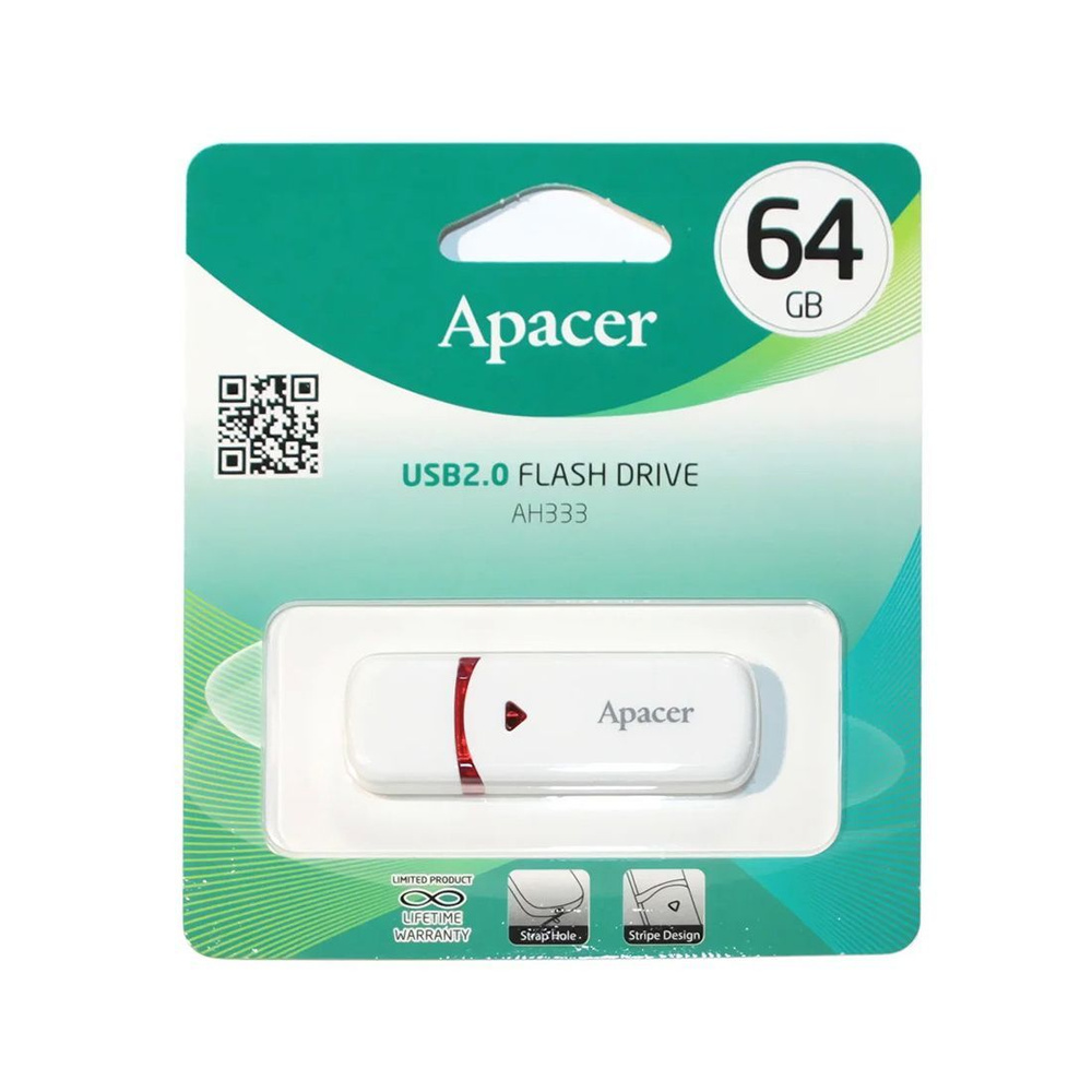 Apacer USB-флеш-накопитель USB-накопитель AH333, белый 64 ГБ, белый  #1