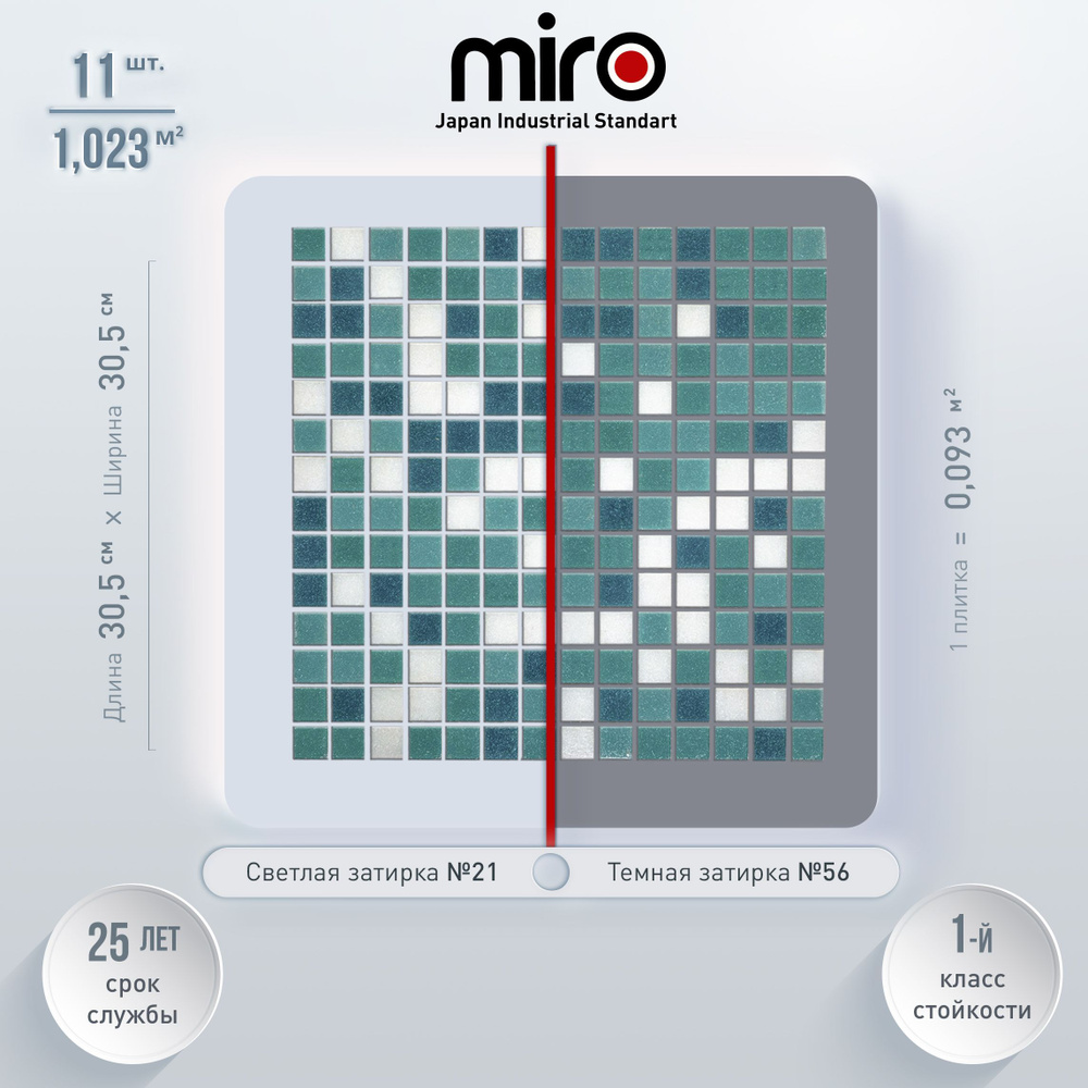 Плитка мозаика для ванной комнаты MIRO (серия Einsteinium №309), моющаяся высокопрочная, размер плитки #1