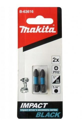 Усиленные биты РН2 1/4"/25мм E-form Impact Black Makita B-63616 2шт/уп #1