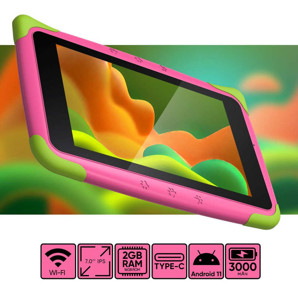 7" Планшет Topdevice Kids Tablet K7 TDT3887_WI_D_PK_CIS, IPS, Wi-Fi, 2ГБ RAM + 16ГБ ROM, розовый  #1