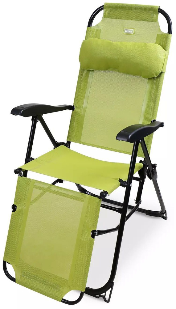 Садовое кресло Ника К3, складное с подножкой и съемным подголовником, 8 положений спинки  #1