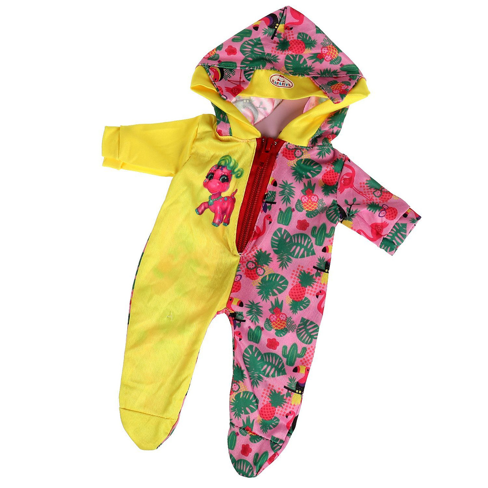 Одежда для кукол Карапуз желто-розовый комбинезончик, на плечиках 30-35 см  #1