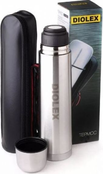 Термос Diolex / Диолекс DX-750-B с клапаном-кнопкой, в чехле, колба из нержавеющей стали, серебристый #1