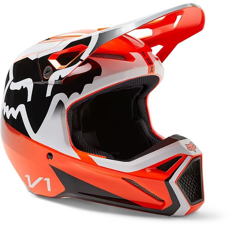 Кроссовый Мотошлем для Мотокросса подростковый Fox V1 Leed Youth Helmet, Flow Orange, YS, 2023  #1