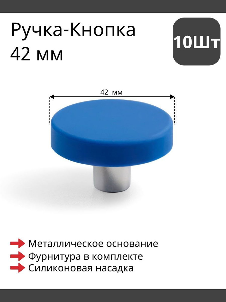 Мебельная ручка кнопка детская BEZE RC602 DB - Голубой 10 шт #1