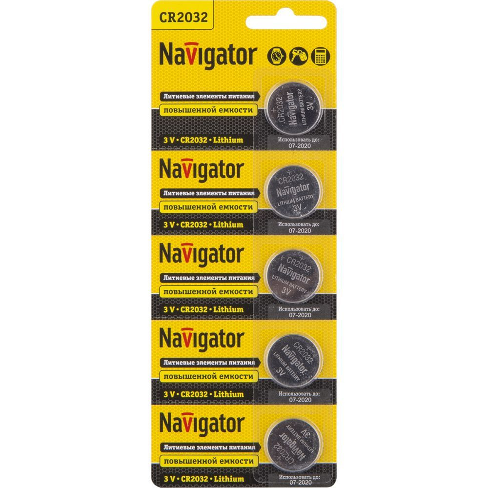 Navigator Батарейка CR2032, Литиевый тип, 3 В, 5 шт #1