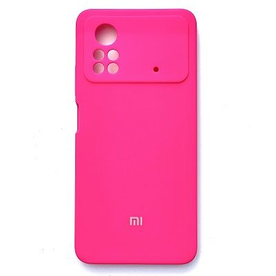 Силиконовый чехол с микрофиброй Silicone Case ярко-розовый для Xiaomi Poco X4 Pro  #1