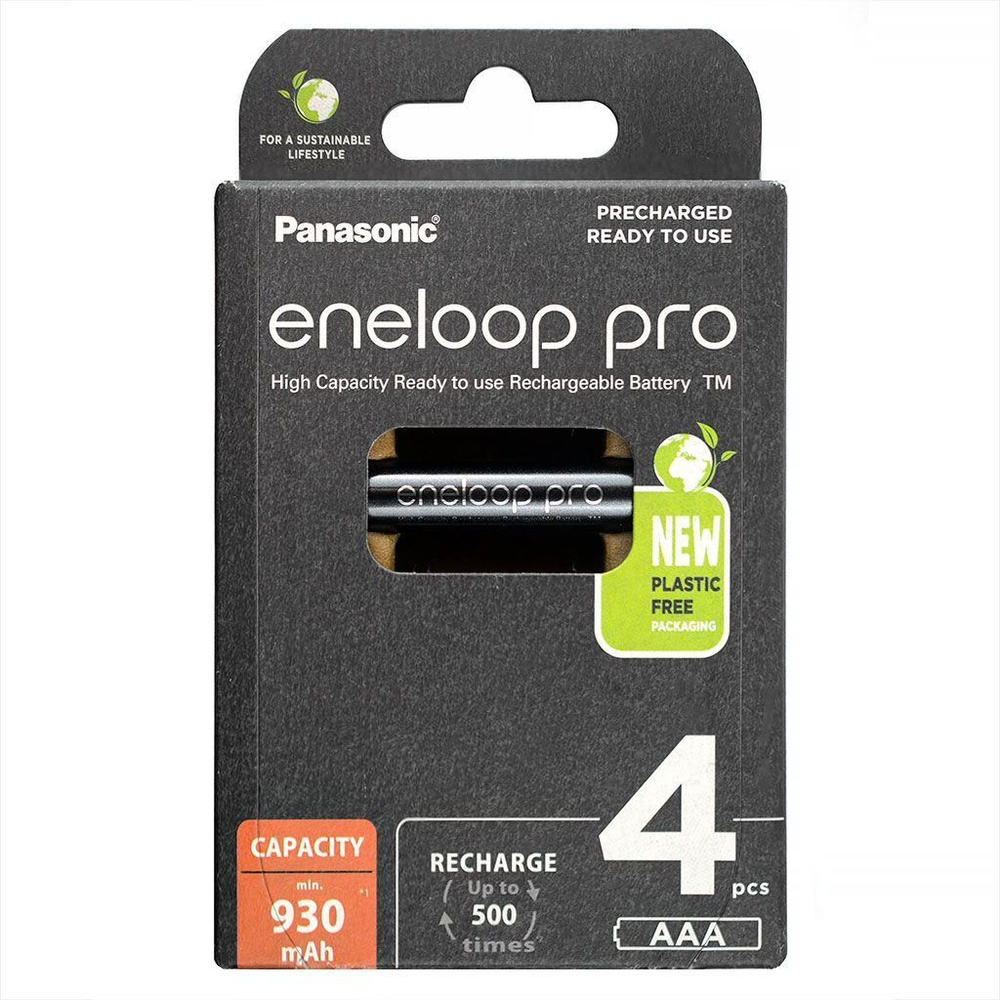 Аккумулятор Panasonic AAA Eneloop Pro 930mAh BL4 BK-4HCDE/4BE, 4шт. #1