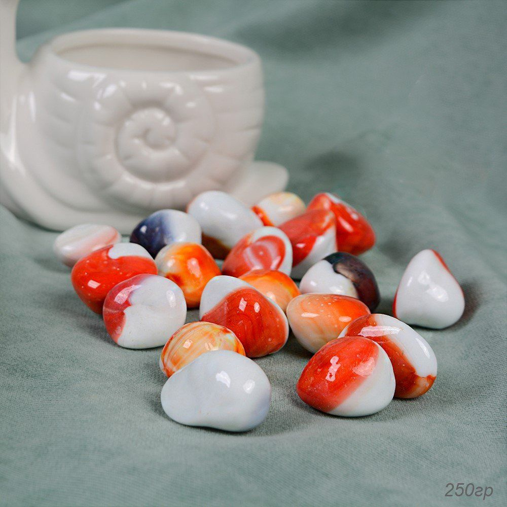 Декоративные камни "Яркие" 250 грамм, стекло, для украшения цветочного горшка и аквариума  #1