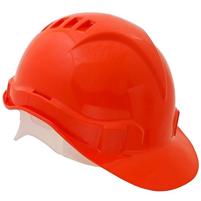 Каска строительная защитная оранжевая Еланпласт с ленточным оголовьем  #1