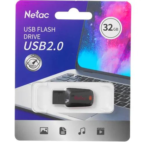 Память USB Flash 32 ГБ Netac U197 (NT03U197N-032G-20BK) - USB 2.0, монолит, пластик  #1