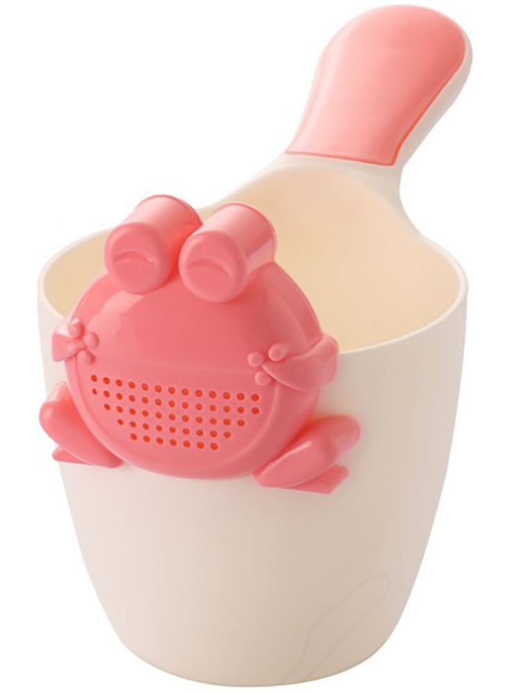 Ковшик для купания малыша Maksi-junior с лейкой-накладкой белый-розовый  #1