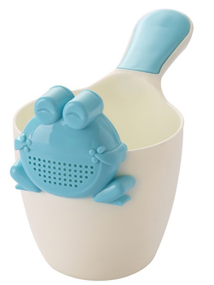 Ковшик для купания малыша Maksi-sale с лейкой-накладкой белый-голубой  #1
