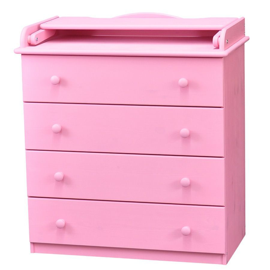 Пеленальный комод Алиса деревянный с ящиками, розовый #1