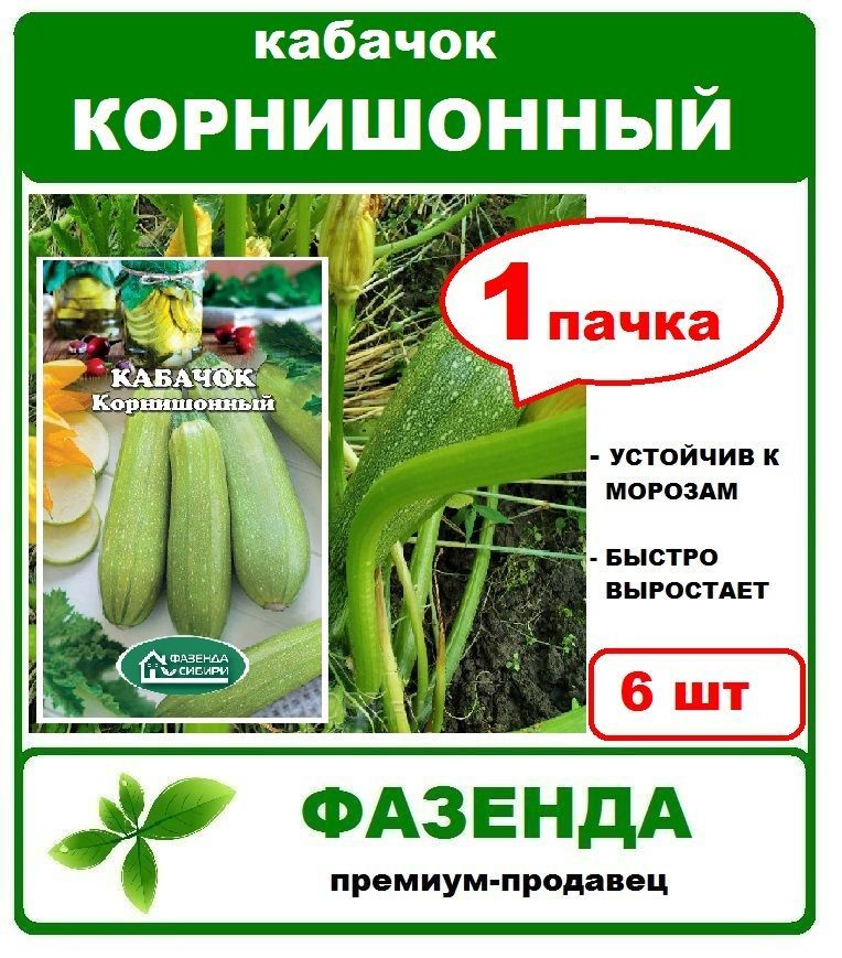 Семена, Кабачок Корнишонный, 1 пачка 6 шт, Фазенда Сибири  #1