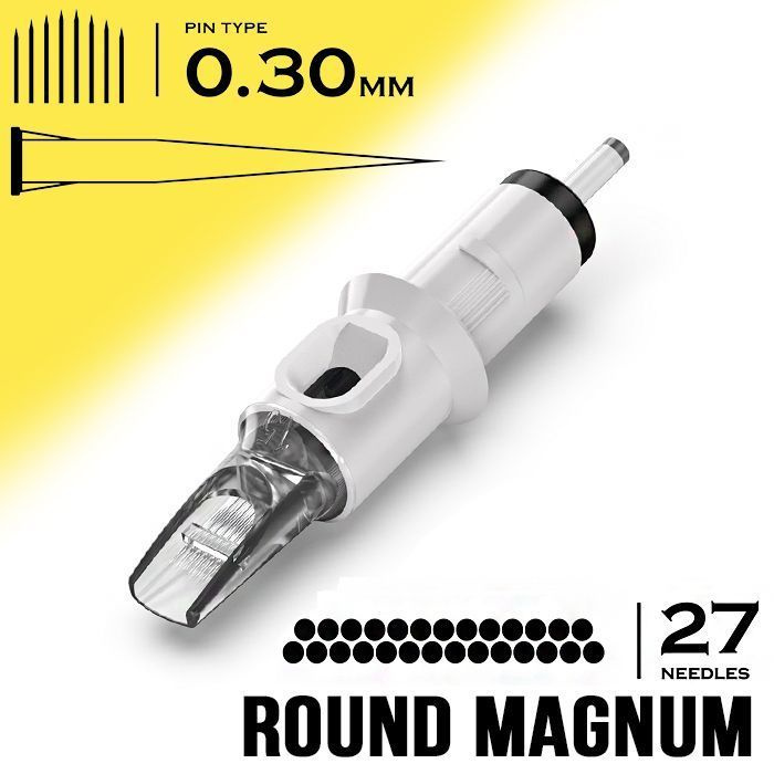 Картриджи для тату и перманентного макияжа QUELLE Premium Round Magnum 30/27RM 0,30мм - 20шт/уп  #1