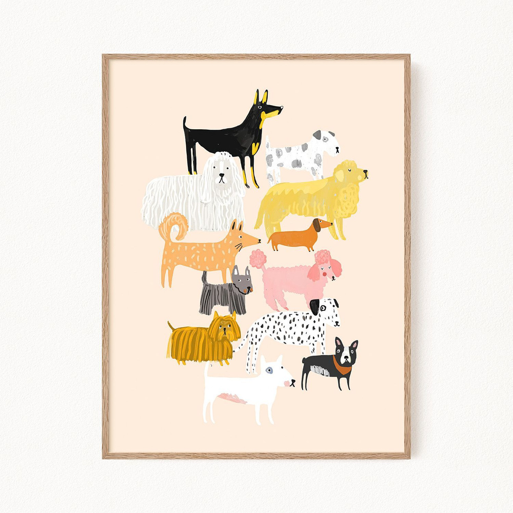 Постер для интерьера "Pink Dogs - Розовые собачки", 30х40 см #1