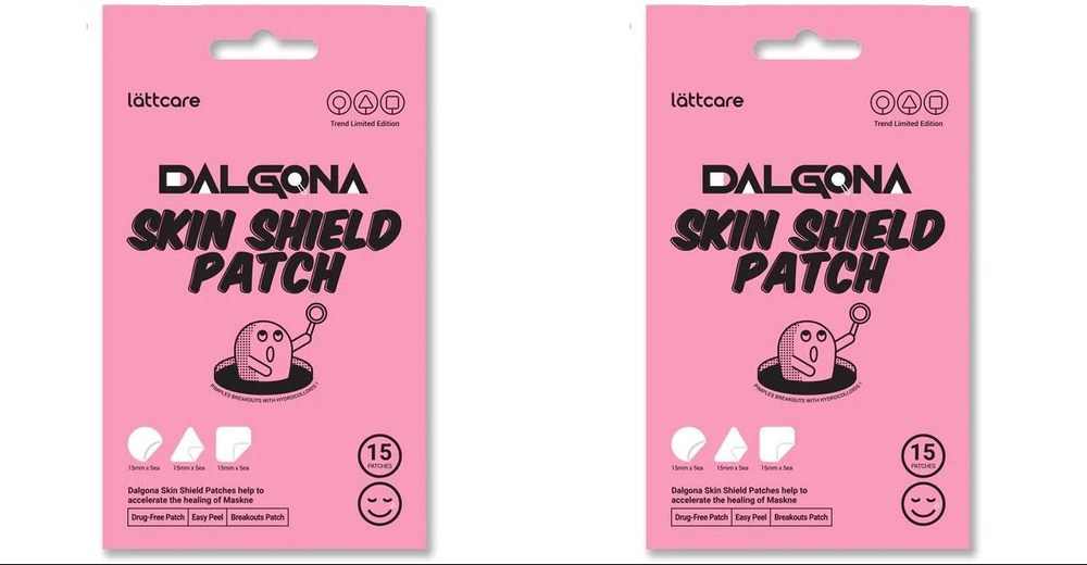 LATTCARE Патчи точечные от воспалений Lattcare Dalgona Skin Shield Patch 15 шт - 2 упаковки  #1