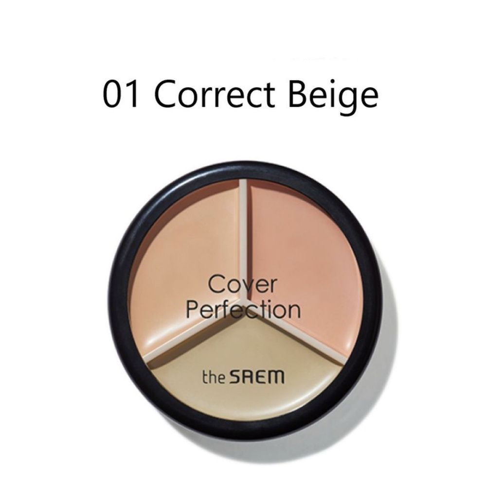 Консилер для лица The Saem Cover Perfection Triple Pot Concealer 01 Correct Beige #1