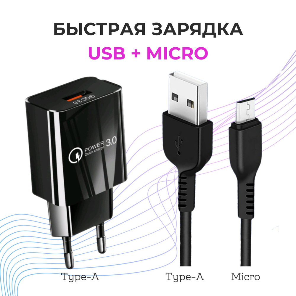 Сетевое зарядное устройство Gerlax USBport_micro-USB 2.0 Type-B, 20 Вт, USB  2.0 Type-A, Quick Charge 3.0 - купить по выгодной цене в интернет-магазине  OZON (1105309737)