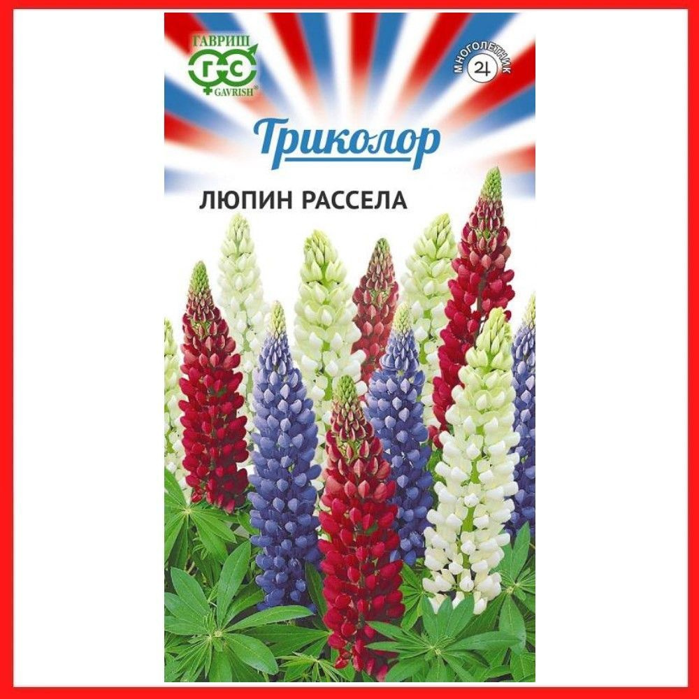 Семена Люпин декоративный "Рассела Триколор" смесь 0,6 гр, многолетние цветы для дома и дачи, сада и #1