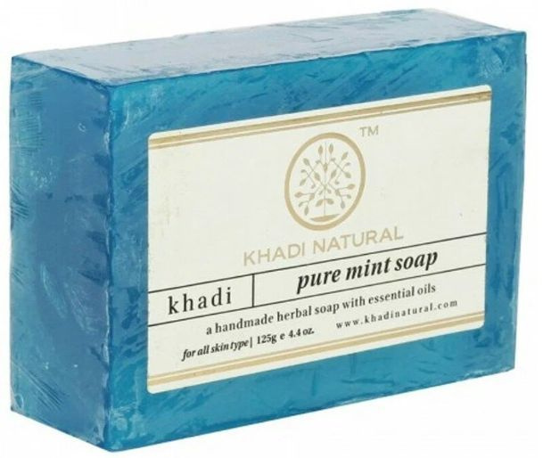 Натуральное ментоловое глицериновое мыло Кхади (Mint Glycerine Soap Khadi Natural), 125 грамм  #1