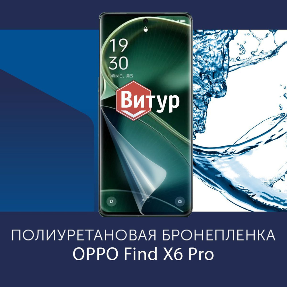 Полиуретановая бронепленка для Oppo Find X6 Pro / Защитная плёнка с вырезом под камеру, на весь экран #1