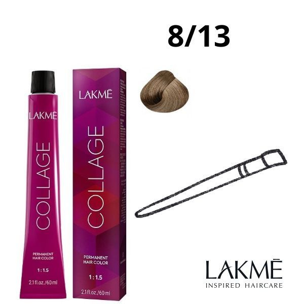 Крем-краска Lakme Collage creme hair color 8/13 Блондин бежевый,60 мл #1