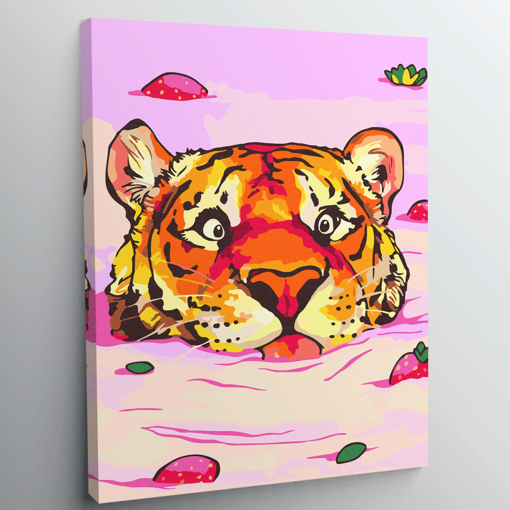 Картина по номерам, холст на подрамнике Море из мороженого - Тигренок - Животные 30х40 см.  #1