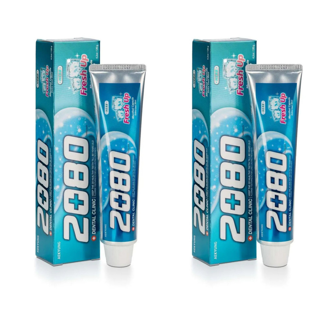 Dental Clinic 2080 Зубная паста защита от кариеса, отбеливание, Освежающая мятная, набор 2 шт х 120 гр #1