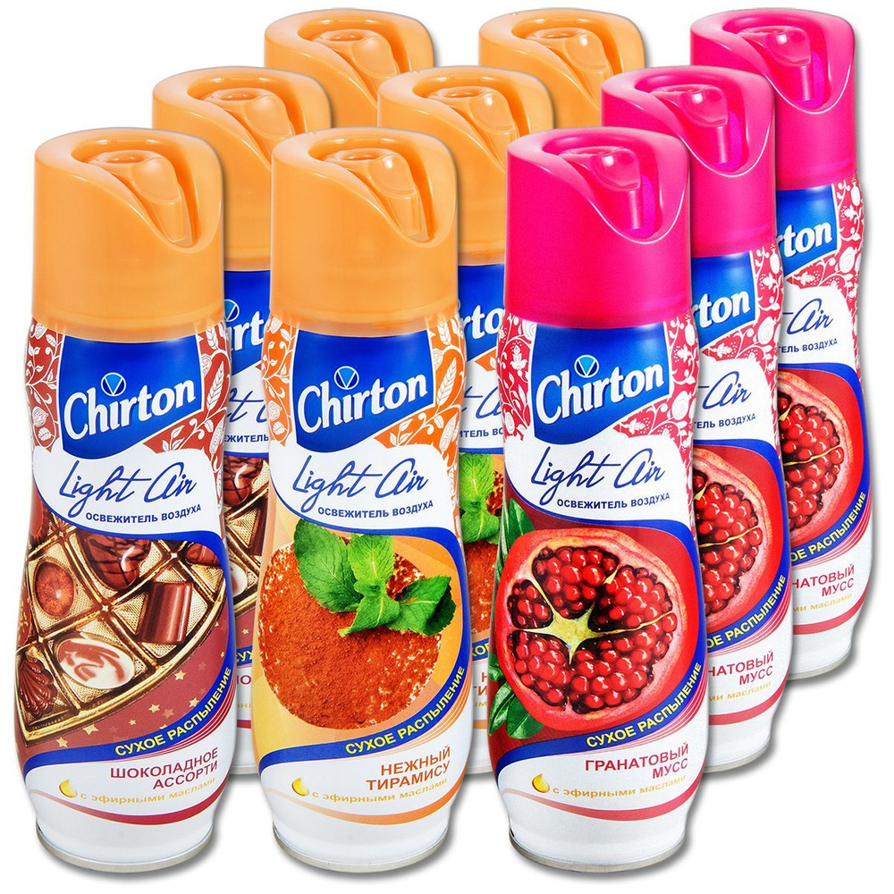 Chirton Освежитель воздуха сухое распыление Чиртон сладкие ароматы, 3 вида, 300 мл, 9 шт.  #1