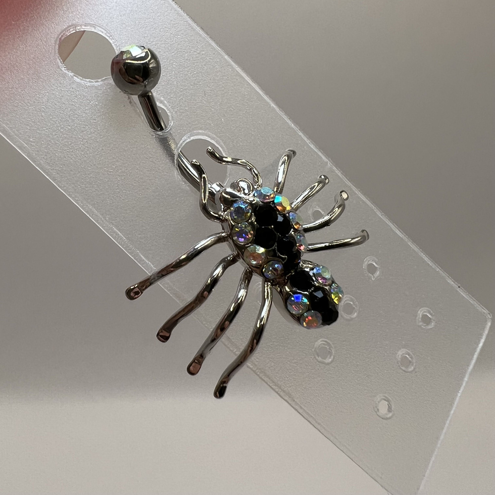 Пирсинг, 14G Navel Jet Black / AB Crystal Spider #1