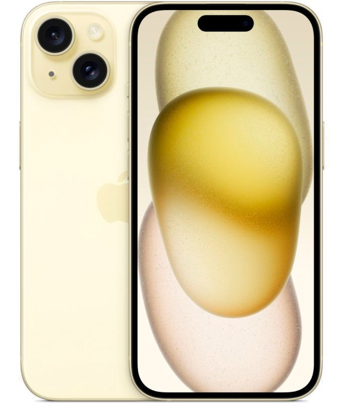 Apple Смартфон iPhone 15, Yellow/Желтый 128gb, 6/128 ГБ, желтый #1