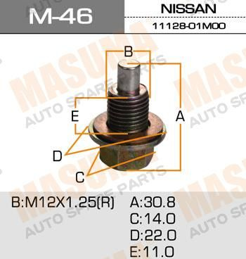 Masuma болт маслосливной с магнитом 12х1.25mm m46 #1