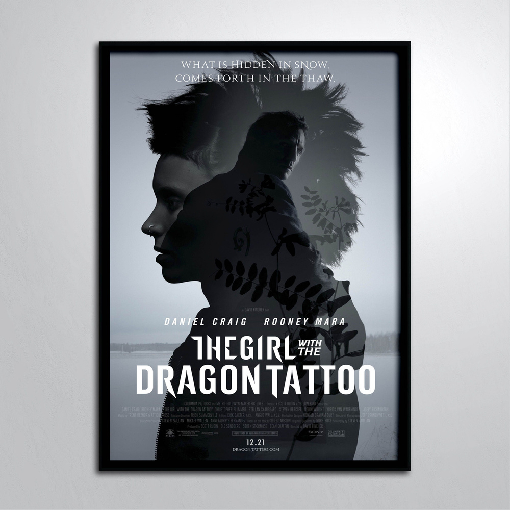 Постер в раме/Дэвид Финчер Девушка с татуировкой дракона Оригинал The Girl with the Dragon Tattoo  #1