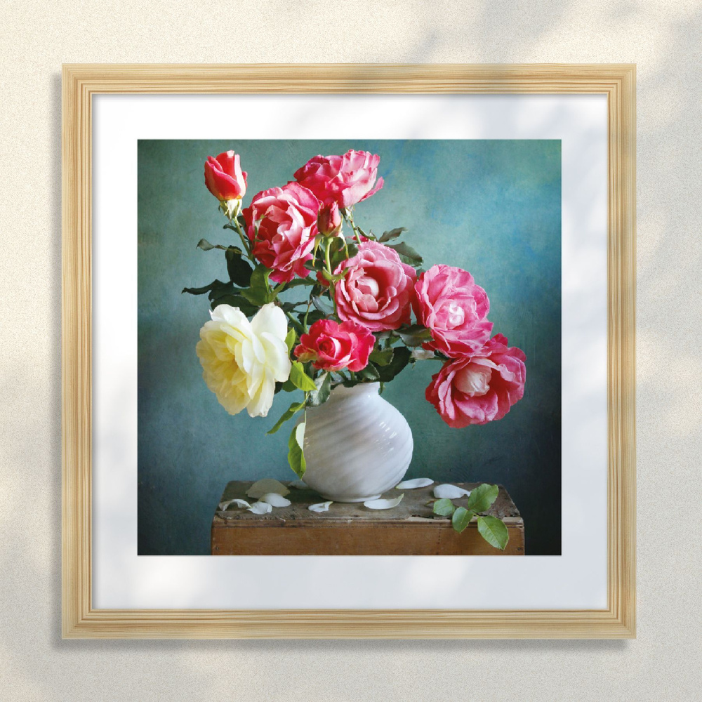 Картина в раме Postermarket "Розы в вазе", 40 х 40 см #1