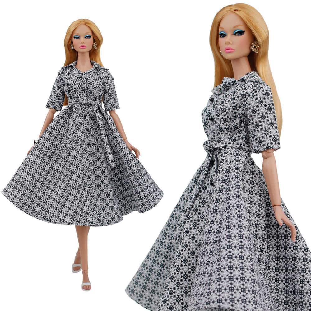 Платье-рубашка цвета "Винтажный узор" для кукол 29 см одежда для куклы типа Барби, Poppy Parker, Fashion #1