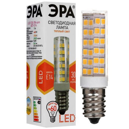 Лампа светодиодная ЭРА LED E14/Т25/7w/827 E14, 7 Вт, 560 лм, 2700 K, 220-240 В / 50-60 Гц  #1