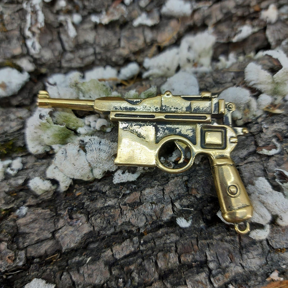 Брелок пистолет Маузер бронзовый #1