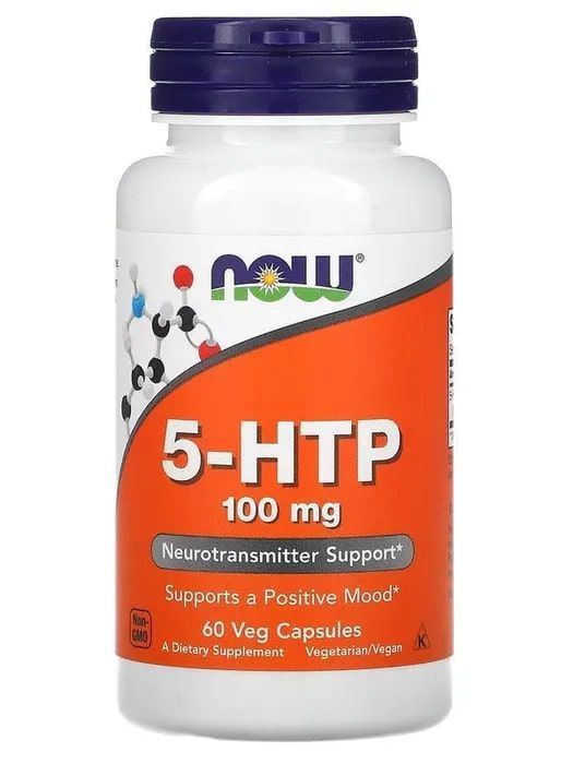 5 HTP 100 мг 60 капсул, NOW 5-HTP / Источник серотонина, для нервной системы, при нарушении сна  #1