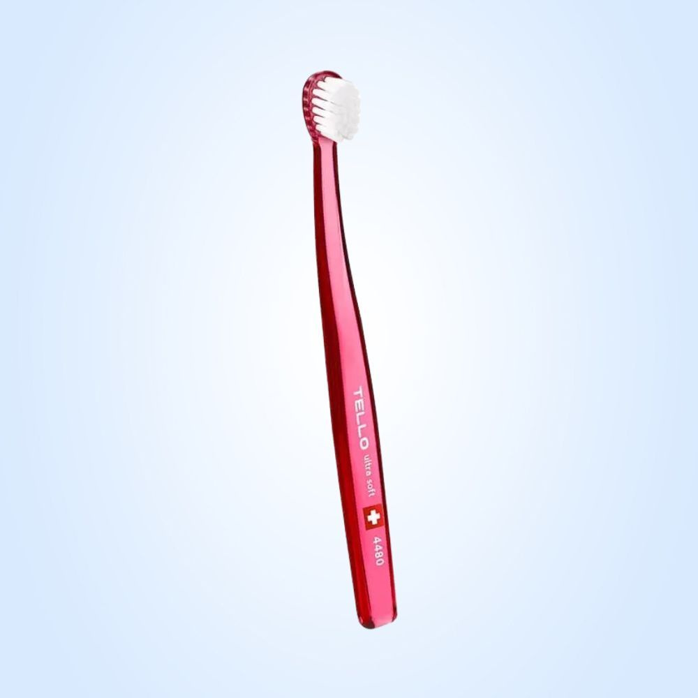 Зубная щетка Tello 4480 ultra soft touch filaments (6-12 лет), красная #1