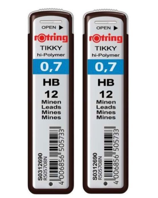 Грифели ROTRING TIKKY hi-polymer 0.7 HB для механических карандашей - 2 упаковки  #1