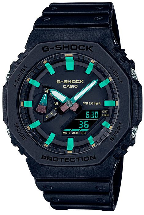Противоударные мужские наручные часы Casio G-Shock GA-2100RC-1A с подсветкой, будильником и секундомером #1