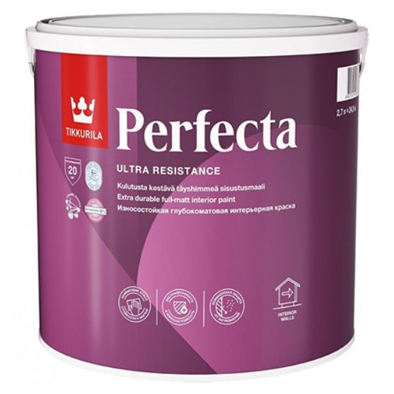 TIKKURILA PERFECTA краска износостойкая, интерьерная, глубокоматовая, база A (2,7л)  #1