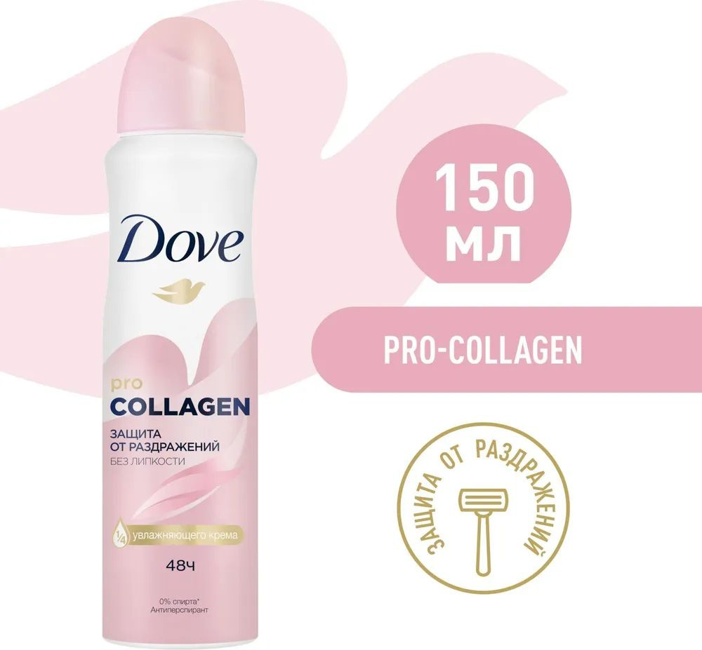 Дезодорант аэрозоль DOVE Pro Collagen, защита от раздражений, 150 мл.  #1
